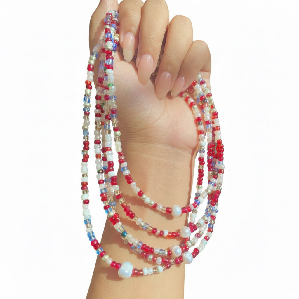 40cm - Color Necklace + Natural Pearls