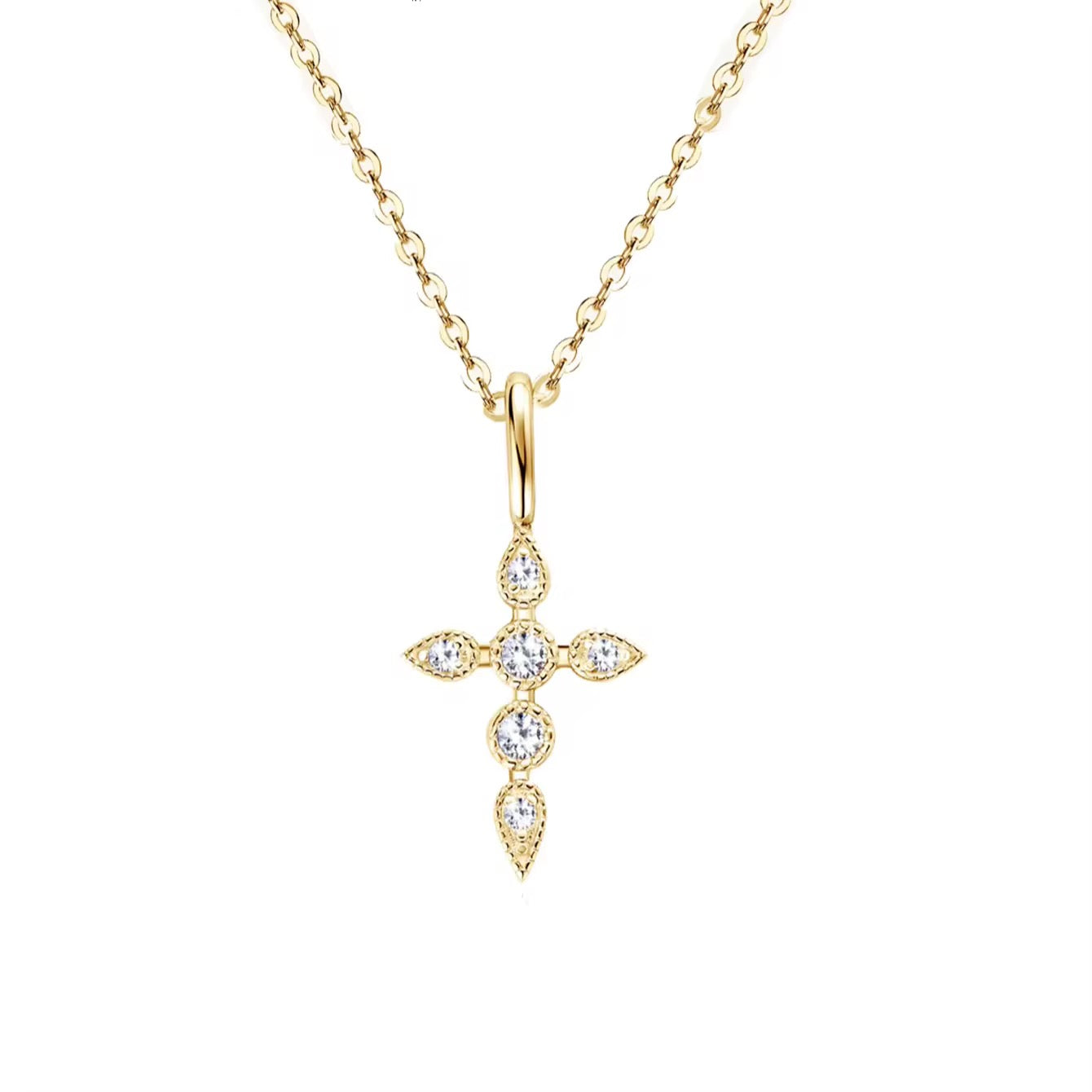 Necklace Plata 925 + moissanite, chapado en oro 18K