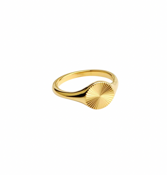 Anillo Sello - Acero Inoxidable con baño en oro 18k