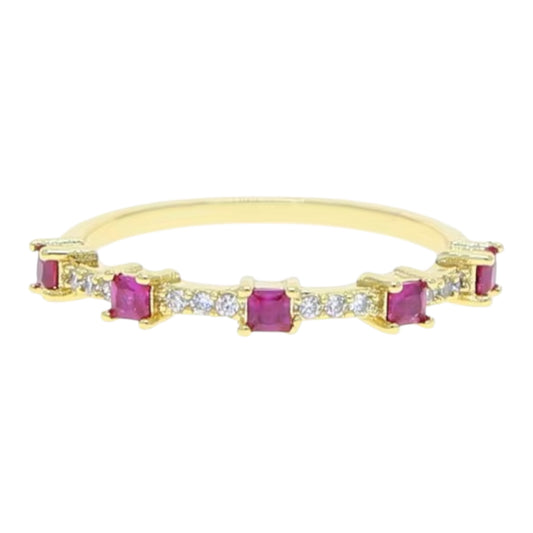 Anillo baño en oro 18K con circonita cúbica