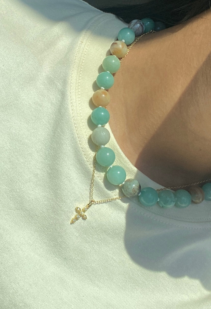 Necklace Natural Stone - Amazonita 12mm