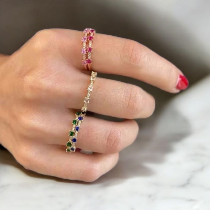 Anillo baño en oro 18K con circonita cúbica