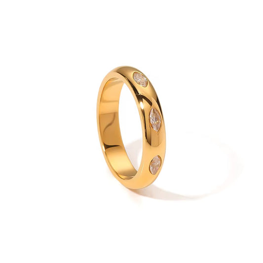Anillo Acero Inoxidable con baño en oro 18k - Banda 4mm