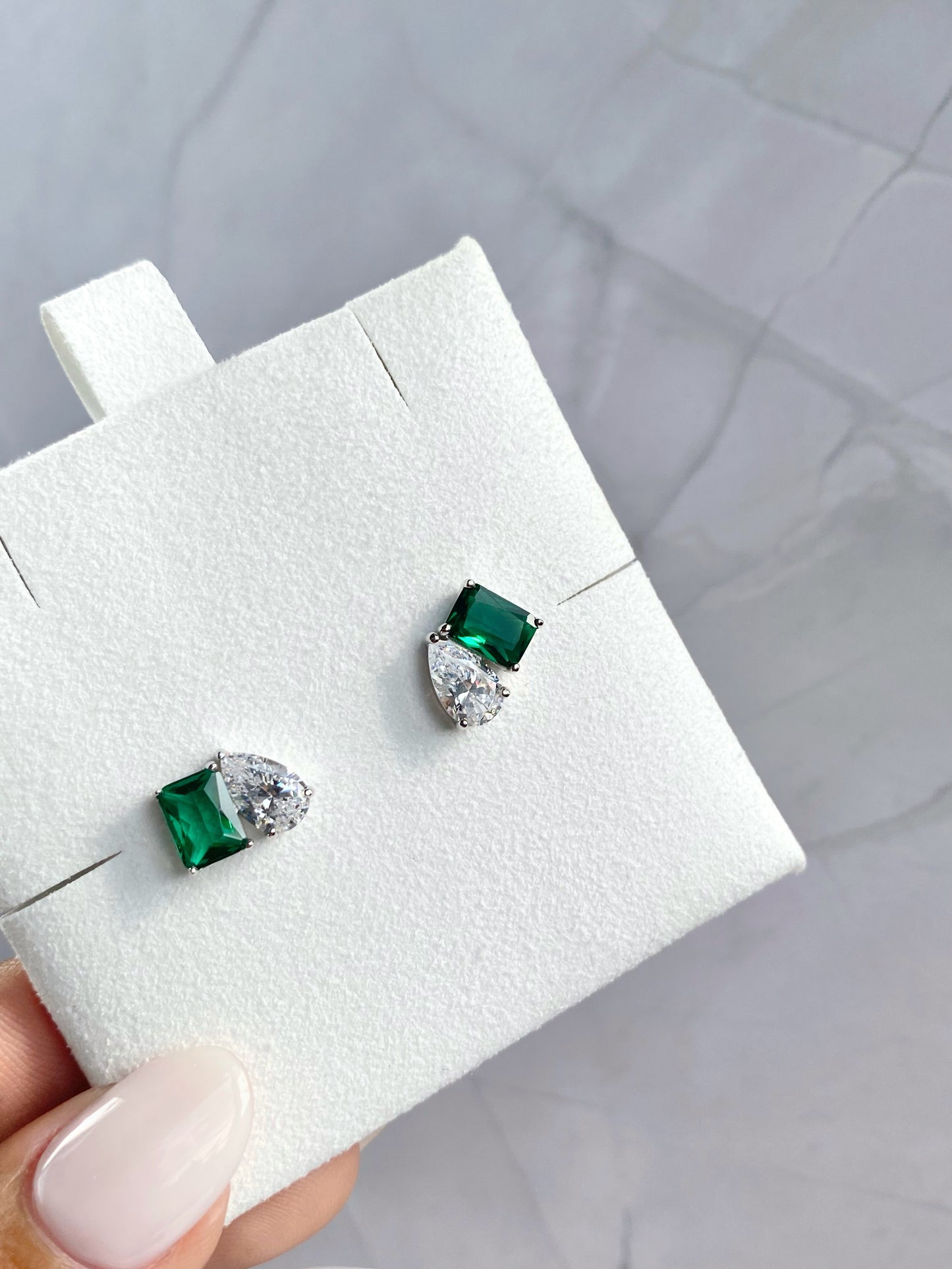 Green Duo Studs | Plata 925
