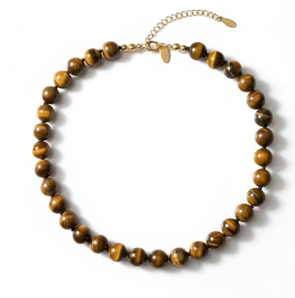 Necklace Natural Stone - Ojo de tigre 10mm