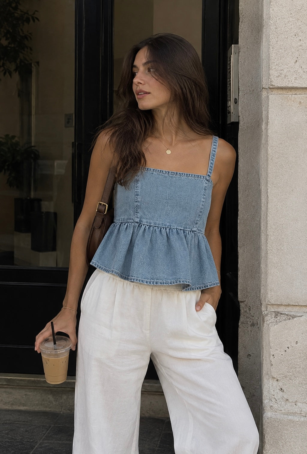 Peplum Denim Top