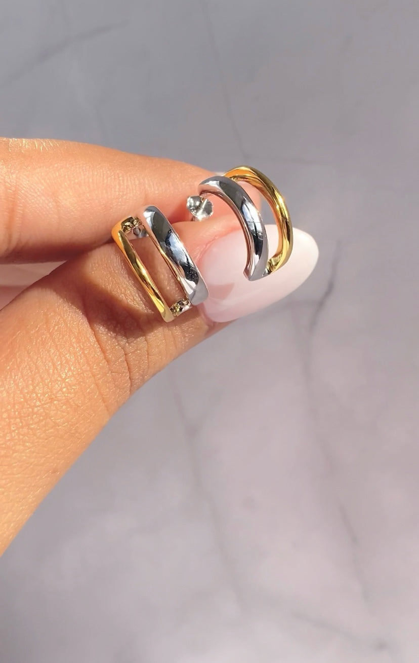 Two-Tone Hoops | Plata 925