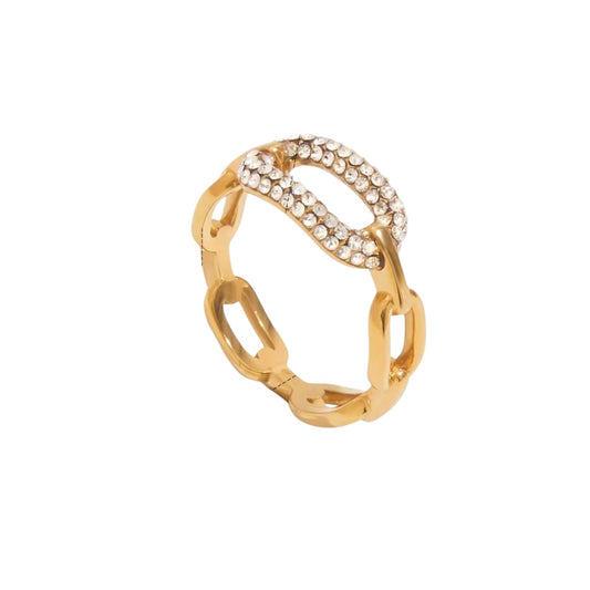 Anillo Cadena - Acero Inoxidable con baño en oro 18k